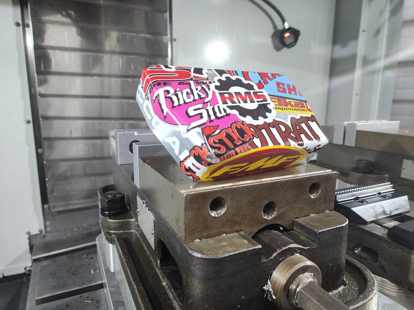 Billet Rugged Radio Cover No Logo, with sticker bomb of old school off road stickers in VMC