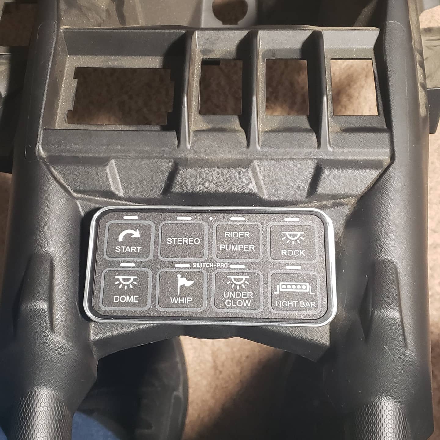 Switch Pros 9100 mount installed in Can-Am X3 center console